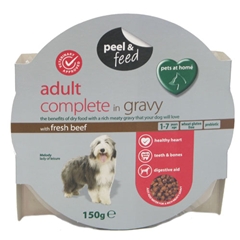 Peel and#38; Feed Adult Complete Dog Food with Beef and38; Gravy 150gm