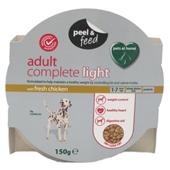 Peel and#38; Feed Light Adult Complete Dog Food with Chicken 150gm