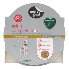 Peel and#38; Feed Light Adult Complete Dog Food with Chicken 300gm
