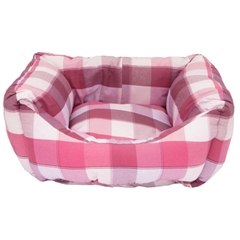 Pink Check Square Dog Bed by Pets at Home