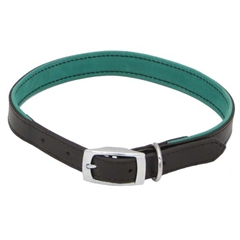 Small Brown Leather Dog Collar with Green Felt Lining 30-40cm (12-14in) by Pets at Home