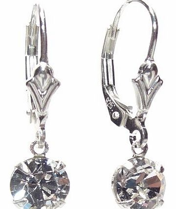 SILVER LEVERBACK EARRINGS MADE WITH SPARKLING PETITE SWAROVSKI CRYSTAL. HIGH QUALITY. LOW PRICES.