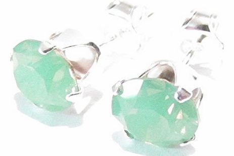 SILVER STUD EARRINGS MADE WITH PACIFIC OPAL SWAROVSKI CRYSTAL. HIGH QUALITY. LOW PRICES.