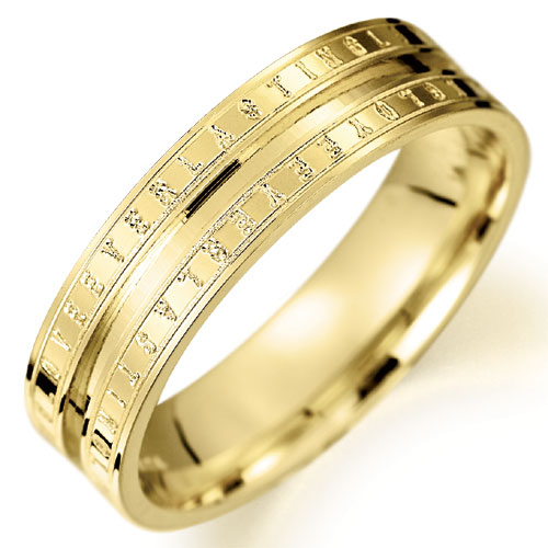 5mm Love Everlasting Engraved Wedding Band In 9 Carat Yellow Gold