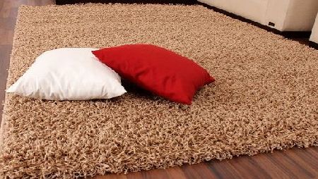 Shaggy Rug High Pile Long Pile Modern Carpet Uni Beige, Size:140x200 cm