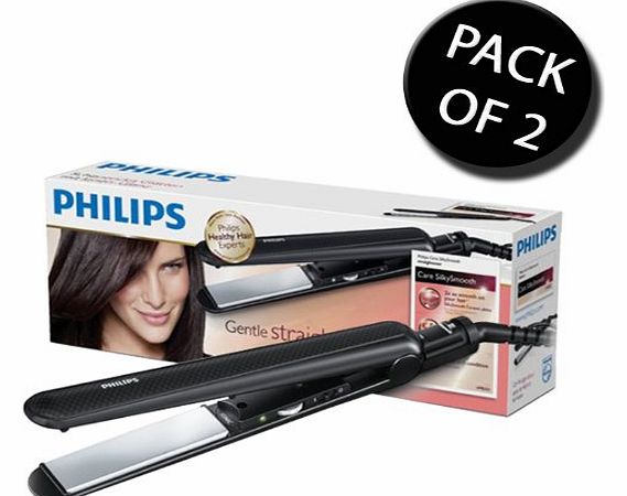 Philips 2x Philips HP8333/03 Silky Smooth Ceramic 220C Hair Straighteners with Ionic Care