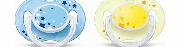 Philips AVENT SCF176/18 Glow in the Dark Night-Time Soother - 0-6 Months - Colors May Vary (Pack of 2)