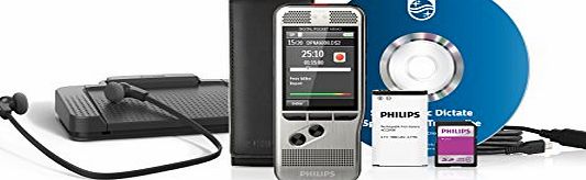 Philips DPM6700 Starter Set (new version), consisting of Digital Dictation Device DPM6000 with 2mic stereo recording and push button operation plus Transcription Set LFH7177
