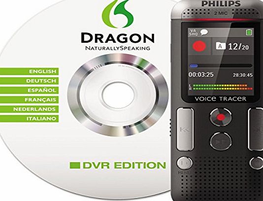 Philips DVT2700 Voice Tracer Digital Recorder with Speech Recognition Software and 2 Microphone Stereo Recording, 4GB, anthracite
