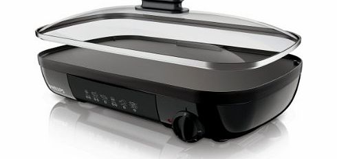 HD6322/20 Viva Collection Table Grill Duo Plate with Glass Lid