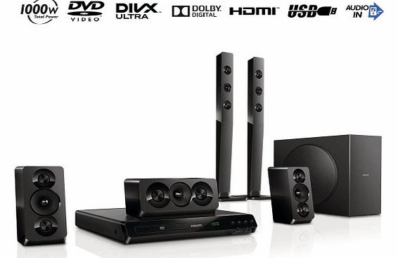 Philips HTD5540/12 Dolby Digital 1000W Full HD 1080p DVD Home Cinema System