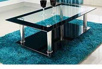 Phoenix  RECTANGULAR CLEAR BLACK GLASS COFFEE TABLE by Phoenix