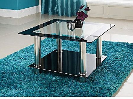 Phoenix  SQUARE CLEAR BLACK GLASS SIDE LAMP TABLE