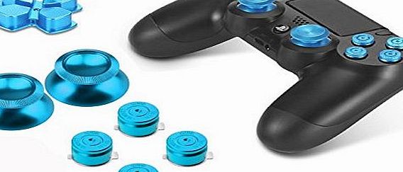 Phone Star PhoneStar Sony Playstation 4 DualShock 4 controller aluminum caps Buttons Parts Accessories Thumbsticks key pad for PS4 in blue