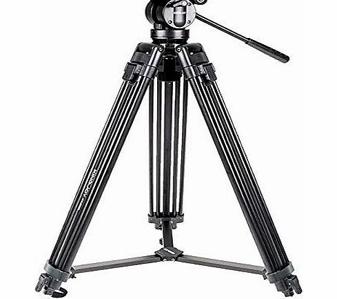 Professional 155cm Heavy Duty Aluminium Video Tripod with Fluid Video Pan Tilt Head + Pan Handle + Mid Level Spreader for DSLR DV Camcorder SLR - MVK502AM 545B