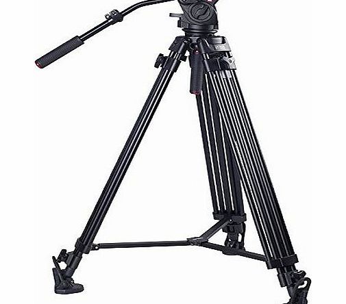 Professional 197cm Heavy Duty Aluminium Video Tripod with Fluid Video Pan Tilt Head + Pan Handle + Mid Level Spreader for DSLR DV Camcorder SLR - MVK502C 545B