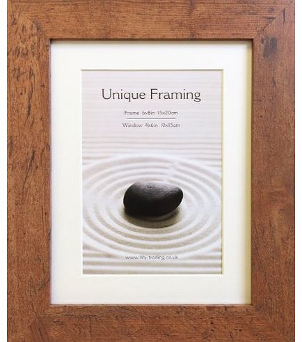 8x6`` Rustic Wood Effect Photo Frame With Mount & Glass Window (Width 3cm)