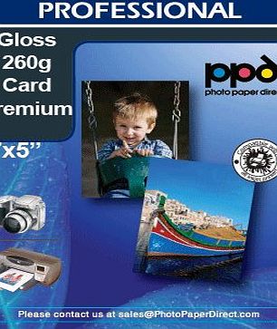 Photo Paper Direct 7x5`` Glossy Photo Cards Instant Dry 260g X 100 Cards