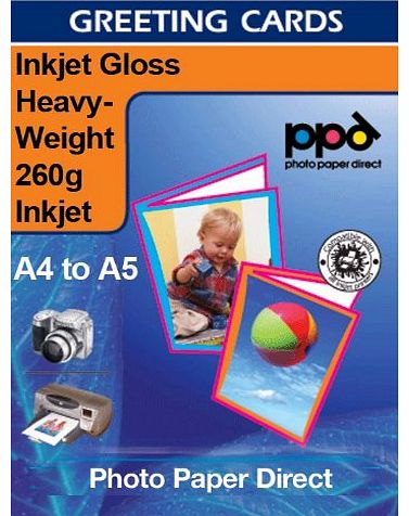 Photo Paper Direct A4 Inkjet gloss Greeting Card Paper Heavy Weight 260g x50 sheets  Envelopes