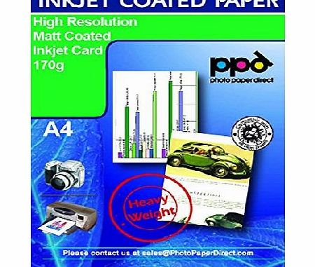 A4 Inkjet Matt Coated High Resolution Paper - Heavy - 170gsm x 100 sheets