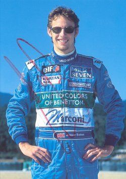 A signed Jenson Button Benetton 2001 Photograph (15cm x 21cm)