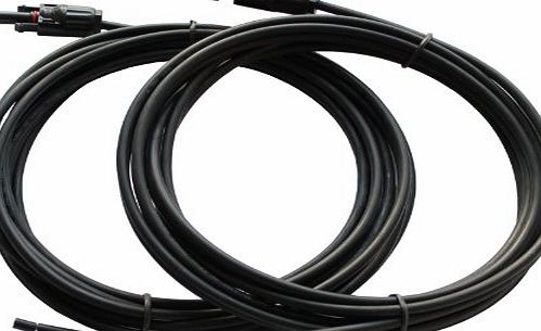 Pair of 5m 2.5mm single core extension cables with MC4 connectors for solar panels and solar power systems