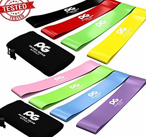 Physix Gear Sport Resistance Loop Bands, BEST Set of 4 Home Fitness Exercise Bands for Workout amp; Physical Therapy, FREE Ebook amp; Online Video, Pilates, Yoga, Rehab, Improve Mobility and Strength, Life Time Warra