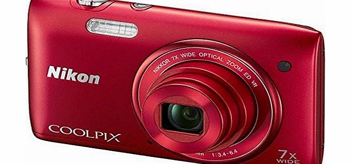 Picsio Nikon COOLPIX S3500 Digital Camera - Red   Case and 8GB Memory Card (20.1MP, 7x Optical Zoom) 2.7 inch LCD