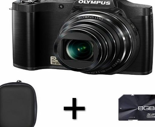 Picsio Olympus SZ-14 Digital Camera - Black   Case and 8GB Memory Card (14MP, 24x Wide Optical Zoom) 3 inch LCD