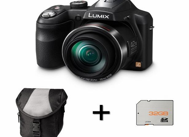 Picsio Panasonic Lumix DMC-LZ40 - Black   Case and 32GB Memory Card (20MP, 42x Optical Zoom, 22mm Lens) 3 inch LCD