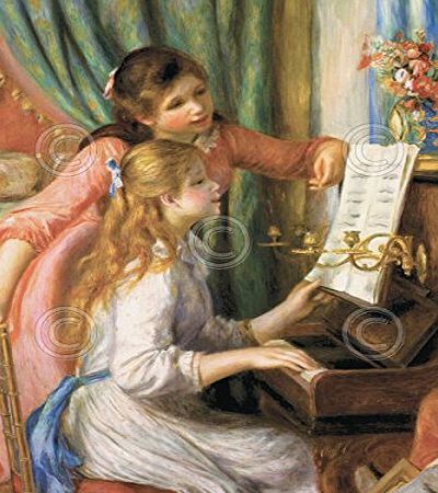 Picture Peddler Two Young Girls at the Piano Pierre-Auguste Renoir Vintage Poster (Choose Size, Print or Canvas)