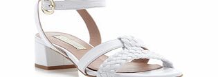 Textured white leather strappy sandals