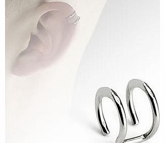 Clip On Ear Cuff - Pierced & Modified - Body Jewellery - Fake Helix Piercing - Double Plain Ring Look