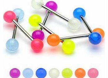 Tongue Bars - Pierced & Modified Body Jewellery - Value Pack of 7 Glow In The Dark Tongue Studs
