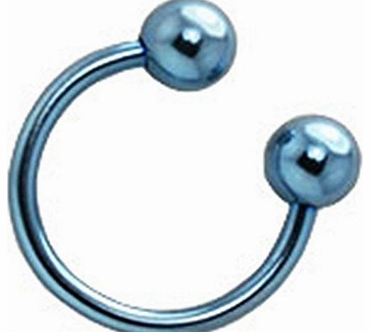 Lt Blue Titanium IP Eyebrow Lip Ear Tragus Nipple Ring Circular Barbell Horseshoe 16GA (1.2mm x 10mm)