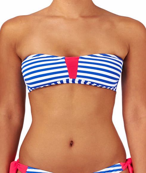 Piha Womens Piha Papeete Stripe Bandeau Bikini - Blue