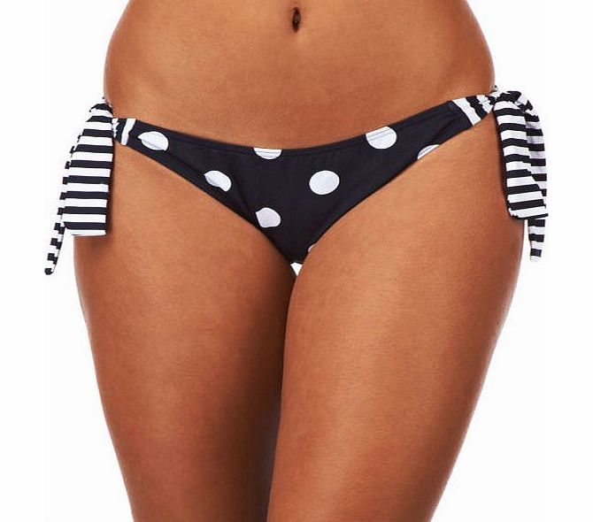 Piha Womens PIHA Spot Tie Side Bikini Bottom - Navy