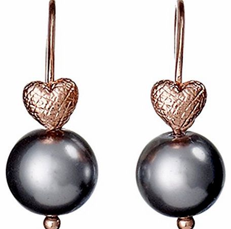 Pilgrim Glass Pearl Drop Earrings (Grey).... Drop: 2.5cm