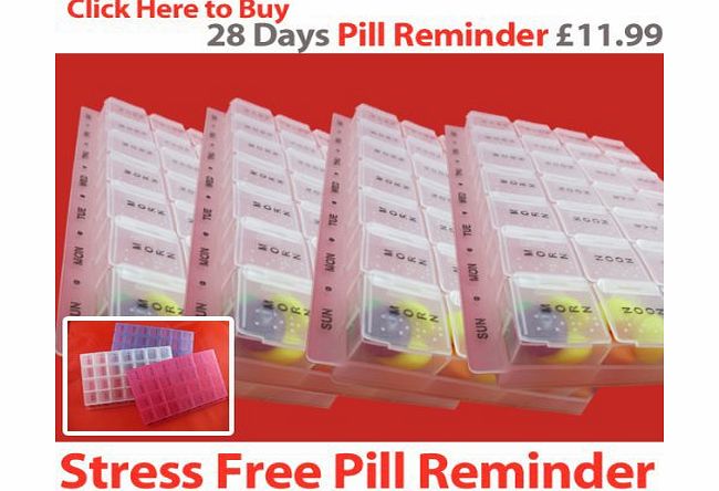 Pill Box 1-7-14-28 Day Pill Box Wallet Organiser Dispenser Planner Packaged Compartments - Pill Tablet medicine organiser storage holder travel box case (28 Days Pill Holder)