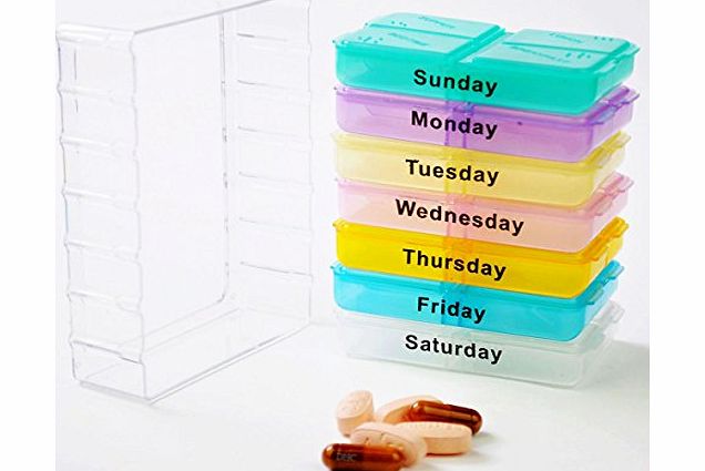 Pill Box 7 Day Pill Mini Box Tablet Holder Medicine Dispenser Organisers Tablets Case (Clear)