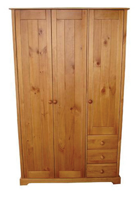 PINE 3 DOOR 3 DRAWER WARDROBE BALTIC