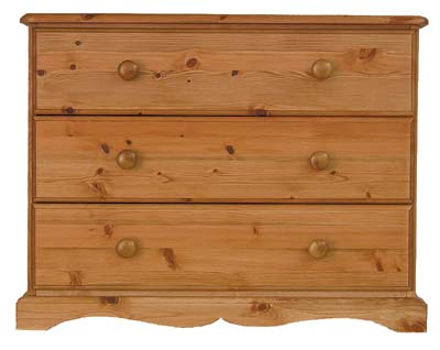 pine 3 DRAWER CHEST OF DRAWERS BADGER