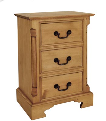 pine BEDSIDE 3 DRAWER GEORGIAN