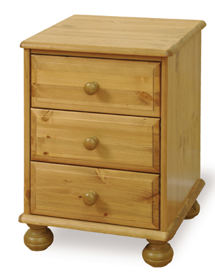 pine BEDSIDE CABINET 3 DRAWER CLASSIC