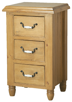 pine Bedside Cabinet 3 Drawer Provencal