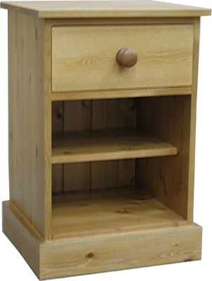 pine BEDSIDE CABINET OPEN WITH DRAWER SHAKER