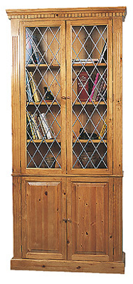 pine Bookcase Full length Leaded Glaze 78.75in x