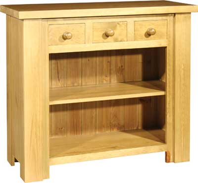 pine BOOKCASE LOW 35.5IN x 39.5IN 3 DRAWER BOSTON