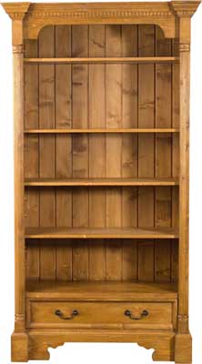 pine BOOKCASE TALL 80IN x 44IN OPEN WITH DRAWER