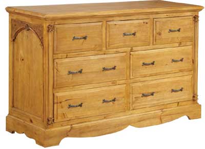 pine Chest of Drawers 3 over 4 Cathedral